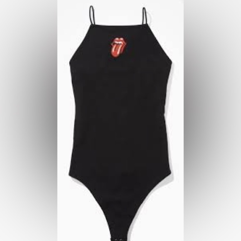 American Eagle Black Rolling Stone Bodysuit